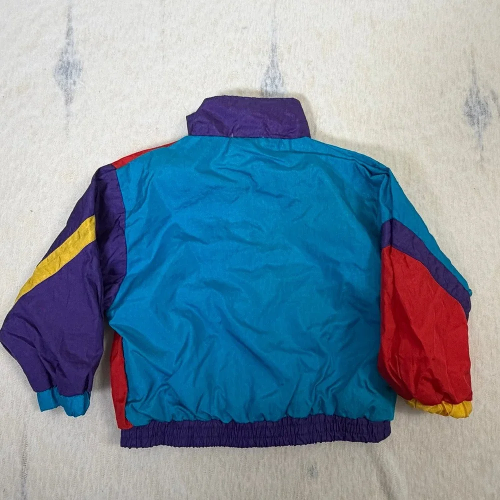 Vintage‎ 90s Colorblock Windbreaker Jacket Kids 24M Teal Red Purple USA